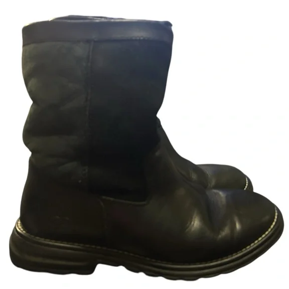 UGG Australia Black Leather Sheepskin Lined Boots - Winter - Size - Picture 1 of 7